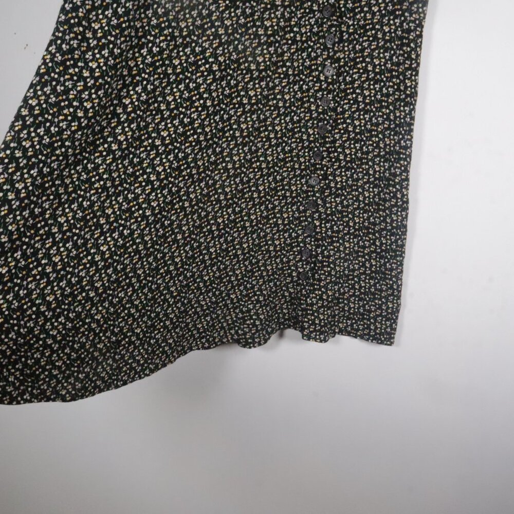 Madewell Women Button-Wrap Dress in Playground Posies Dress Size L Black Floral - Picture 6 of 16